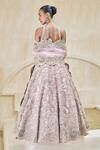 Shop_Pankaj & Nidhi_Pink Tulle, Silk Organza Embroidery, Mantis Warbler Hand Embellished Lehenga Set _at_Aza_Fashions