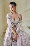 Pankaj & Nidhi_Pink Tulle, Silk Organza Embroidery, Mantis Warbler Hand Embellished Lehenga Set _Online_at_Aza_Fashions