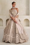 Buy_Pankaj & Nidhi_Pink Tulle, Silk Organza Hellebore Carnival Hand Embellished Lehenga Set _at_Aza_Fashions