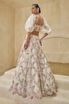 Shop_Pankaj & Nidhi_Ivory Silk Organza Embroidery, Liatris Alba Embellished Lehenga And Blouse Set _at_Aza_Fashions