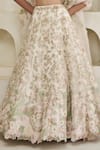 Pankaj & Nidhi_Ivory Tulle, Silk Organza Myrtle Blooming Hand Embellished Lehenga Set _Online_at_Aza_Fashions