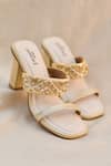 Buy_Around Always_Gold Sequins, Beads Suroor Embroidered Strap Heels _at_Aza_Fashions