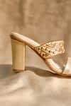 Around Always_Gold Sequins, Beads Suroor Embroidered Strap Heels _Online_at_Aza_Fashions