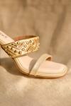 Buy_Around Always_Gold Sequins, Beads Suroor Embroidered Strap Heels _Online_at_Aza_Fashions
