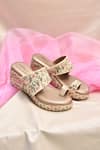 Buy_Around Always_Gold Embroidery, Sequins Padma Floral Wedges _at_Aza_Fashions