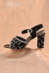 Around Always_Black Beads, Embroidery Noir Block Heels _Online_at_Aza_Fashions