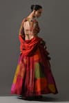 Shop_Medha_Multi Color Organza, Chiffon, Rangeela Patch Work Lehenga Set _at_Aza_Fashions