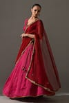 Medha_Pink , Organza Embroidery, Beads, Stones, Sharbat Placed Lehenga Set _Online_at_Aza_Fashions