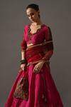 Buy_Medha_Pink , Organza Embroidery, Beads, Stones, Sharbat Placed Lehenga Set 