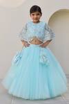 Buy_Janyas Closet_Blue Net, Shantoon Sequins, Beads Ocean Mist Embellished Cape And Lehenga Set _at_Aza_Fashions