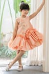 Janyas Closet_Peach Taffeta, Shantoon Patchwork, Ruffles Butterfly Charm Dress _Online_at_Aza_Fashions
