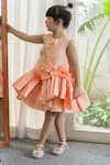 Buy_Janyas Closet_Peach Taffeta, Shantoon Patchwork, Ruffles Butterfly Charm Dress _Online_at_Aza_Fashions