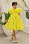 Buy_Janyas Closet_Yellow Organza, Silk, Shantoon Bows, Fabric Flowers Elysian Dress _at_Aza_Fashions