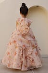 Shop_Janyas Closet_Peach Organza, Shantoon, Silk Ruffles Floral Pattern Lehenga Set _at_Aza_Fashions