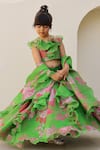 Janyas Closet Green Organza, Silk Ruffles Floral Pattern Lehenga Set Online at Aza Fashions Janyas Closet_Green Organza, Silk Ruffles Floral Pattern Lehenga Set _Online_at_Aza_Fashions