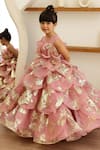 Shop Janyas Closet Pink Organza, Silk Foil Printing Enchanted Petal Princess Gown Online at Aza Fashions Shop_Janyas Closet_Pink Organza, Silk Foil Printing Enchanted Petal Princess Gown _Online_at_Aza_Fashions