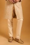 Siddartha Tytler_Gold Silk, Knit Zari, Crystals, Embroidery And Sherwani Set _Online_at_Aza_Fashions
