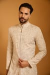 Shop Siddartha Tytler Ivory , Organza, Knit Embroidery Floral Thread Work Sherwani Set Online at Aza Fashions Shop_Siddartha Tytler_Ivory , Organza, Knit Embroidery Floral Thread Work Sherwani Set _Online_at_Aza_Fashions