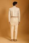 Shop_Siddartha Tytler_Ivory , Organza, Knit Embroidery, Floral And Honeycomb Work Jacket Set _at_Aza_Fashions