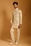Siddartha Tytler_Ivory Silk, Chanderi, Knit Embroidery, Crystals Thread And Work Bundi Set _Online_at_Aza_Fashions