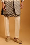 Siddartha Tytler_Ivory Silk, Chanderi Applique Zipper Sherwani Set _Online_at_Aza_Fashions