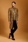 Buy Siddartha Tytler Gold Silk, Dupion, Knit Zari, Embroidery Sherwani Set Online at Aza Fashions Buy_Siddartha Tytler_Gold Silk, Dupion, Knit Zari, Embroidery Sherwani Set _Online_at_Aza_Fashions