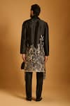 Shop_Siddartha Tytler_Black Polyester, Silk, Net Embroidery, Zari Foliage Work Kurta Set _at_Aza_Fashions