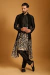 Buy_Siddartha Tytler_Black Polyester, Silk, Net Embroidery, Zari Foliage Work Kurta Set _at_Aza_Fashions