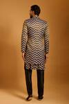 Shop Siddartha Tytler Charcoal Chanderi, Silk Chevron Pattern Sherwani Set at Aza Fashions Shop_Siddartha Tytler_Charcoal Chanderi, Silk Chevron Pattern Sherwani Set _at_Aza_Fashions