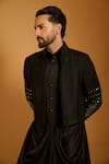 Buy_Siddartha Tytler_Black Polyester, Silk Gunmental Highlighted Sleeves Jacket _Online_at_Aza_Fashions