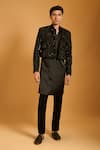Buy_Siddartha Tytler_Black Silk, Polyester Sequins Embellished Jacket Pant Set _Online_at_Aza_Fashions