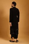Shop_Siddartha Tytler_Black Microfiber Crystals Work Zipper Sherwani Set _at_Aza_Fashions