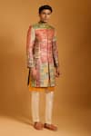 Shop Siddartha Tytler Multi Color Brocade, Chanderi, Polyester, Silk Quilted And Panelled Sherwani Set Online at Aza Fashions Shop_Siddartha Tytler_Multi Color Brocade, Chanderi, Polyester, Silk Quilted And Panelled Sherwani Set _Online_at_Aza_Fashions