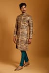 Siddartha Tytler Multi Color Brocade Crystals, Studs Quilted And Crystallized Sherwani Set Online at Aza Fashions Siddartha Tytler_Multi Color Brocade Crystals, Studs Quilted And Crystallized Sherwani Set _Online_at_Aza_Fashions