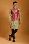 Buy_Siddartha Tytler_Multi Color Dupion, Brocade, Lampi, Chanderi Zari, Embroidery, Bundi And Kurta Set _at_Aza_Fashions