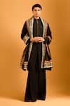 Siddartha Tytler_Black Linen Solid Kurta And Hakama Pant Set _Online_at_Aza_Fashions