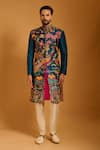 Buy_Siddartha Tytler_Multi Color Dupion Embroidery Forest Thread Work Sherwani Set _at_Aza_Fashions