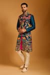 Buy_Siddartha Tytler_Multi Color Dupion Embroidery Forest Thread Work Sherwani Set _Online_at_Aza_Fashions