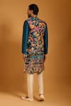 Shop_Siddartha Tytler_Multi Color Dupion Embroidery Forest Thread Work Sherwani Set _at_Aza_Fashions