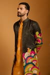 Buy_Siddartha Tytler_Multi Color Silk, Chanderi Applique Work Sherwani Set _Online_at_Aza_Fashions