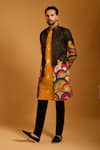 Shop_Siddartha Tytler_Multi Color Silk, Chanderi Applique Work Sherwani Set _Online_at_Aza_Fashions