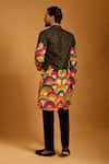 Shop_Siddartha Tytler_Multi Color Silk, Chanderi Applique Work Sherwani Set _at_Aza_Fashions