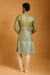 Shop_Siddartha Tytler_Green Dupion, Lampi Metallic Thread Intrecciato Woven Sherwani Set _at_Aza_Fashions