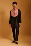 Buy_Siddartha Tytler_Black Polyester, Silk Contrast Bodice Kurta Set _at_Aza_Fashions