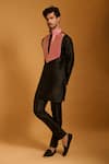 Buy_Siddartha Tytler_Black Polyester, Silk Contrast Bodice Kurta Set _Online_at_Aza_Fashions
