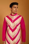 Shop_Siddartha Tytler_Fuchsia Polyester, Silk Crystals Chevron Pattern Kurta Set _Online_at_Aza_Fashions