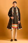 Buy_Siddartha Tytler_Black Organza Crystals Striped And Work Kurta Set _at_Aza_Fashions