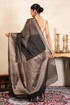 Shop_Zal From Benaras_Black Silk Zari, Banarasi Handloom Saree With Unstitched Blouse Fabric _at_Aza_Fashions
