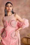 Buy Supria Munjal Pink Net Embroidery, Ruffles Round Neck Petal Curve Gown With Drape Online at Aza Fashions Buy_Supria Munjal_Pink Net Embroidery, Ruffles Round Neck Petal Curve Gown With Drape _Online_at_Aza_Fashions