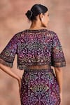 Buy_Supria Munjal_Purple Net Embroidery, Sequins, Fringe, Beads Open Cutwork Jacket And Skirt Set _Online_at_Aza_Fashions